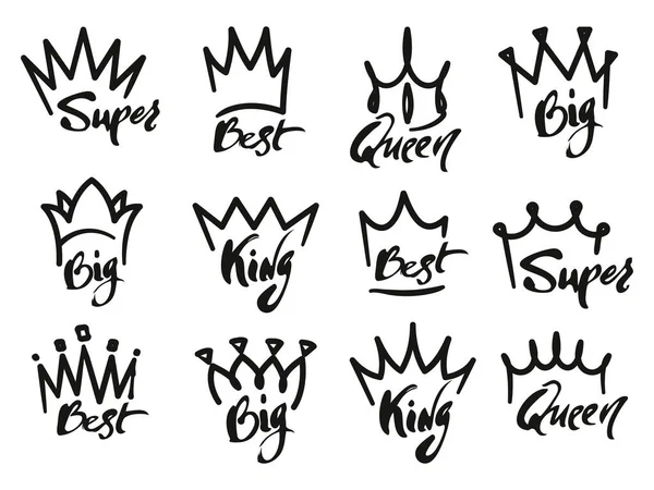Krone Graffiti Logo Monogramm Der Königlichen Krone Mit Schrifttypografie Elegantes — Stockvektor
