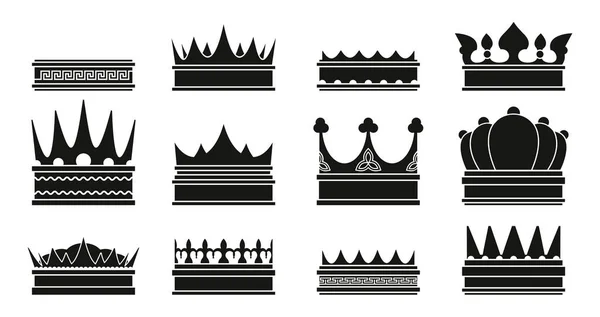 Czarna Korona Króla Średniowieczny Szlachcic Rankingu Emblemat Sylwetki Luksusowe Insygnia — Wektor stockowy