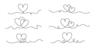 Kalp durmaksızın atıyor. Kalpler tek sıra, aşık olmak ve sevgililer günü konsepti aşıklar için. Minimalist romantik kalp tasarımı düğün davetiyesi için. El yazısı vektör kümesi.