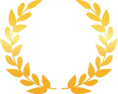 Zafer, başarı ve zaferi simgeleyen dairesel altın defne çelengi, zafer ve mükemmelliği temsil eden ödüller, logolar ve amblemler için mükemmeldir.