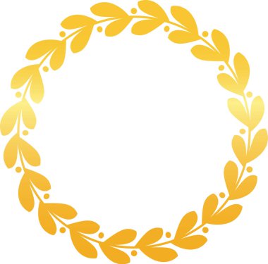 Şekillendirilmiş altın defne çelengi, ödül, logo ya da dekoratif unsurlar için ideal bir çember oluşturarak tasarıma derinlik ve zarafet katıyor.