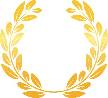 Yuvarlak altın defne çelengi başarıyı, başarıyı ve zaferi simgeler. Zafer ve mükemmelliği temsil eden ödüller, logolar ve amblemler için idealdir.