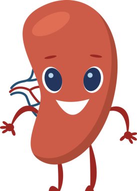 Neşeli çizgi film karakteri sağlıklı bir yaşam tarzını teşvik eder, organ sağlığı ve genel olarak iyi olma bilincini teşvik eder.