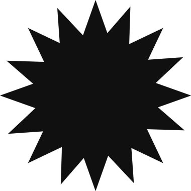 Çarpıcı siyah yıldız patlaması, dışarıya doğru yayılan sayısız keskin noktasıyla dikkat çeker ve dinamik ve enerjik bir görsel yaratır.