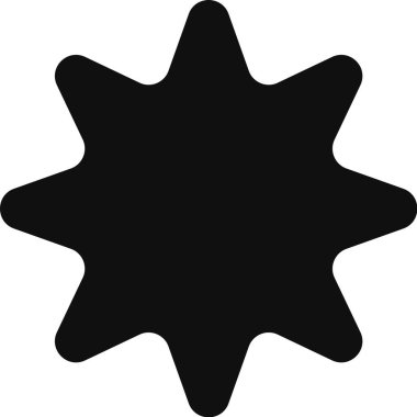 Siyah pürüzlü yıldız şekli dışa doğru patlıyor, başarıyı, başarıyı ve başarıyı simgeliyor, temiz beyaz arkaplana karşı.