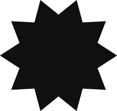 Basit siyah on iki köşeli yıldız mükemmeliyet, başarı ve yüksek kalite, çeşitli tasarım ve sembolik uygulamalar için uygundur.