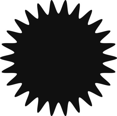 Koyu siyah güneş patlaması şekli merkezinden çıkan çok sayıda keskin üçgeni içerir. Bu da dinamik ve göz alıcı bir görüntü oluşturur.