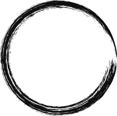 Siyah fırça darbesi beyaz zemin üzerinde bir daire şeklinde kıvrılarak ham, sanatsal bir dokunuş ekler. Modern tasarımlar için mükemmel.