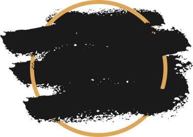 Şık siyah grunge fırça darbesi, lüks bir altın çember çerçeveyle eşleştirilerek, modern ve klasik bir yeteneğe sahip tasarım projeleri eklendi. Afişler, posterler, kartlar, davetiyeler ve daha fazlası için mükemmel.