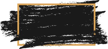 Altın çerçeveli siyah fırça darbesi arka planda modern ve zarif bir tasarım oluşturur, herhangi bir projeye biraz karmaşıklık katmak için mükemmeldir.