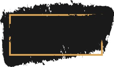 Siyah grunge fırça darbesi arka planı ile altın kenar çerçeve boş çerçeve metin veya tasarım için, herhangi bir projeye modern zarafet bir dokunuş eklemek için mükemmel