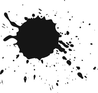 Siyah mürekkep beyaz arka planda sıçrayan ve damlayan sanatsal bir karmaşa yaratıyor, grunge tasarımları veya desenli kaplamalar için mükemmel.
