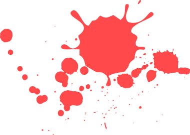 Dinamik boya, temiz beyaz bir zemin üzerine canlı kırmızıyla sıçrıyor, sıçramalar ve damlacıklarla soyut bir kompozisyon oluşturuyor, sanat ve tasarım projeleri için ideal.