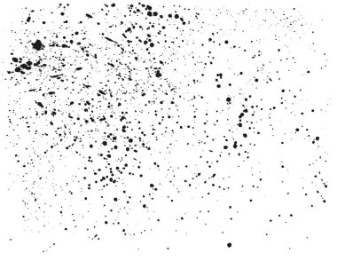 Siyah mürekkep sıçramaları, çeşitli yaratıcı projeler için çok yönlü bir tasarım unsuru sağlayarak, beyaz arka planda soyut bir kalıp oluşturur.