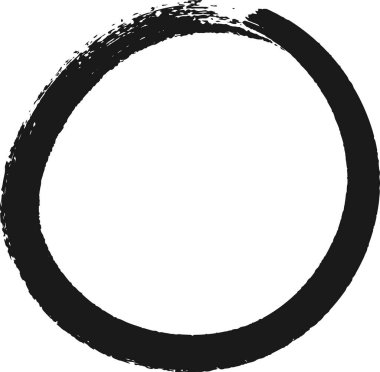 Hand drawn black circle symbolizing enlightenment, strength, elegance, the universe, and the void in zen buddhism, creating a minimalist and spiritual atmosphere clipart