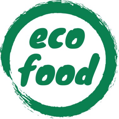 Sağlıklı yeme alışkanlıklarını teşvik eden canlı yeşil dairesel ikon, daha sağlıklı bir yaşam tarzı için organik ve sürdürülebilir gıda seçeneklerini vurgulayarak, eko gıdaları vurguluyor