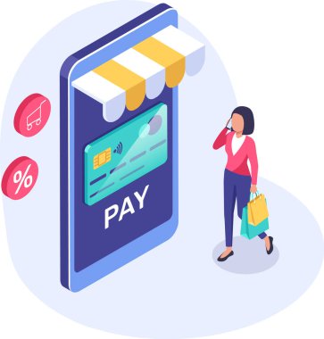 Akıllı telefondan kredi kartıyla ödeme yapan, indirimli ve uygun online ödeme teknolojisiyle güvenli mobil alışveriş deneyiminin keyfini çıkaran kişi.