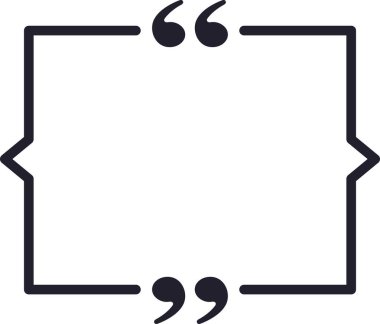 Tırnak işaretli dikdörtgen konuşma balonu önemli ve ilham verici alıntılar, düşünceler veya diyaloglarla doldurulmayı bekliyor, fikirleri paylaşmak ve kendini ifade etmek için bir platform sağlıyor