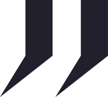 Koyu çift tırnak işareti beyaz bir arkaplan karşısında belirgin bir şekilde gösterilir, katıksız bir karşıtlık yaratır ve alıntı yapılan konuşma veya metin kavramına dikkat çeker