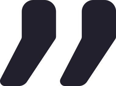 Tırnak işaretleri simgesi, birinin ifadesinin harfi harfine kopyalandığını belirten doğrudan alıntıları veya konuşulan kelimeleri eklemek için kullanılan noktalama işaretini temsil eder.