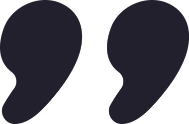 İki karanlık tırnak işareti, rapor edilen konuşma, alıntı ya da yazılı iletişimde doğrudan bir alıntıyı sembolize eden beyaz bir arkaplana karşıdır.