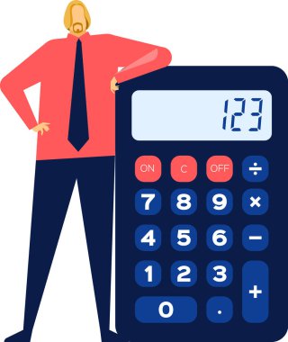 Bütçeleri hesaplarken ve finansal analiz yaparken büyük bir hesap makinesine yaslanan muhasebeci, muhasebe ve finans konularında anahtar kavramları çizer