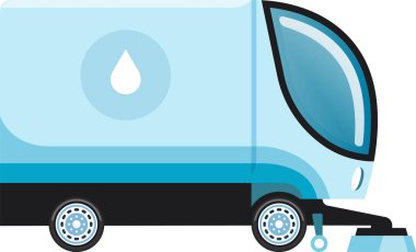 Modern specialized vehicle washing city roads, maintaining hygiene and enhancing urban cleanliness while contributing to the overall sanitation and aesthetics of the environment clipart