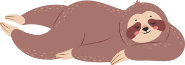 Adorable cartoon sloth sleeping peacefully, enjoying a relaxing moment of tranquility, perfect for children s books, nature illustrations, and wildlife themed designs clipart