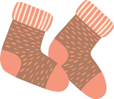 Temiz beyaz bir arka planda uzanan iki rahat çizgili çorap, kış ya da sonbahar temalarını ve rahatlığı yakalamak için ideal sıcak ve davetkar bir sahne yaratır.