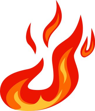 Red and orange stylized flames rising and burning with a cartoon look, creating a vibrant and energetic visual suggesting heat, energy, and passion clipart