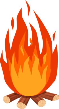 Şenlik ateşi beyaz bir arkaplanda parlıyor, sıcaklığı yayıyor ve ambiyansı cezbediyor, kamp maceraları için ideal ya da aile ve arkadaşlarla samimi açık hava toplantıları için.