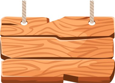 Açık kahverengi kalaslardan yapılmış ahşap tabela, beyaz zemin üzerinde iki sağlam ipten sallanıyor, doğal ahşap tahıllar, özel metin veya mesajlar göstermek için mükemmel.