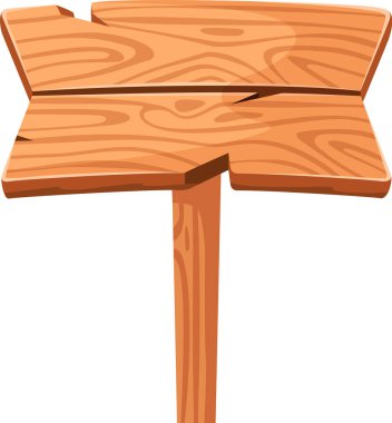 Boş tahta tabela üzerinde çatlaklar ve geniş kopyalama alanı, temiz beyaz arkaplan karşı ahşap bir direk üzerinde konumlandırılmış, metin veya grafik eklemek için mükemmel