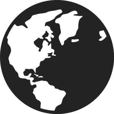Siyah beyaz kıtaları olan, Kuzey ve Güney Amerika 'ya odaklanan, gezegenimizin basit ama etkili bir temsilini sunan Dünya küresi.