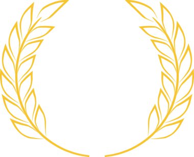 Zaferi, başarıyı ve mükemmelliği simgeleyen dairesel altın defne çelengi, başarı ve başarıyı temsil eden ödüller, logolar veya amblemler için mükemmeldir.