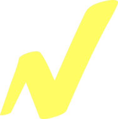 Parlak sarı kontrol işareti, onay, anlaşma, doğrulama veya tamamlama için net bir görsel temsil sağlayarak, olumlu bir onay ve doğruluk mesajı iletir