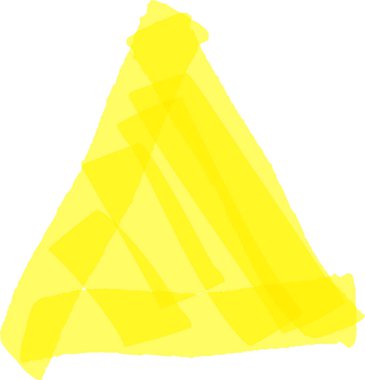 Parlak sarı fırça darbeleri, temiz beyaz arka planda üçgen bir şekil oluşturuyor. Göz alıcı ve soyut bir kompozisyon yaratıyor. Modern sanatsal bir stil sergiliyor.