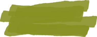 Üç düzensiz, şeffaf yeşil fırça darbeleri üst üste binerek, çeşitli tasarım uygulamaları için uygun beyaz arka plana karşı desenli, katmanlı bir etki yaratıyor