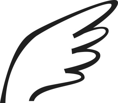 Simple line art illustrating a wing captures the essence of freedom, flight, and aspiration, set against a pristine white background that enhances its elegance and modernity clipart