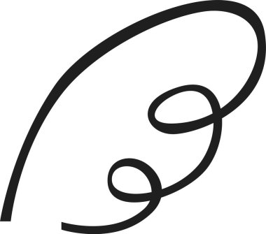 Dekoratif girdaba benzer, beyaz bir arkaplan üzerinde izole edilmiş, grafik tasarım projeleri için ideal, soyut bir şekil oluşturan basit siyah sürekli çizgi çizimi