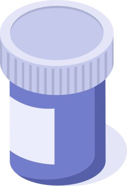 Kapalı mavi plastik ilaç şişesi beyaz bir yüzey üzerinde duruyor, sağlık, ilaç ve tıbbi tedaviyi temsil ediyor.