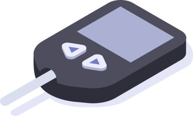 Kan şekeri seviyelerini ölçmek, diyabet yönetimi ve izleme için gerekli verileri sağlamak için kullanılan test bandı takılı taşınabilir glikoz ölçer