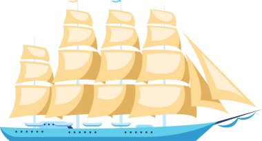 Açık sularda yelken açan görkemli yelkenli gemi sayısız yelkenini dolduran rüzgârla sürükleniyor. Macera ve keşif hissi uyandırıyor.