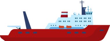 Powerful icebreaker sailing in Arctic waters, featuring lifeboats on deck, navigating through icy seas, a symbol of exploration and resilience in extreme environments clipart