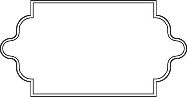 Simetrik dekoratif kenarlı karmaşık boş etiket, klasik tasarımlar, davetiyeler veya ürün ambalajlama için mükemmel. Klasik siyah-beyaz stili biraz zarafet katıyor.