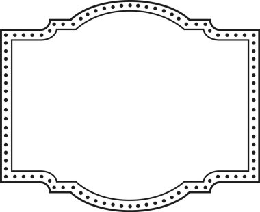Dikdörtgen çerçeve kenarları boyunca noktalı çizgiler ve zarif virajlar içerir. Çeşitli tasarım amaçları için ince bir dokunuş sağlıyor. Davetiyeler de dahil. Sertifikalar. Ya da dekoratif elementler