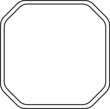 Çift kenarlı basit yuvarlak bir sekizgen şekli, boş bir beyaz alanın etrafında bir çerçeve oluşturarak, temiz ve minimalist bir estetik tasarımı çağrıştırıyor.