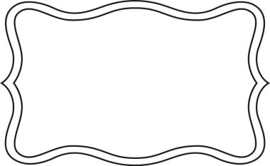 Dalgalı çift çizgiler, çeşitli grafik tasarım projeleri ve şablonları için uygun klasik ve zarif bir tasarım unsuru sağlayan dekoratif dikdörtgen bir çerçeve oluşturur.