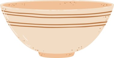 Kahverengi çizgili, bej arkaplanlı, kahvaltı, öğle yemeği, çorba, salata ve atıştırmalıklar için mükemmel bir modern seramik kase.