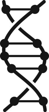 Siyah ve beyaz DNA molekülü çift sarmal oluşturarak nükleotidlerin hidrojen bağlarıyla bağlandığını gösteriyor, basit simge biçimi grafiği